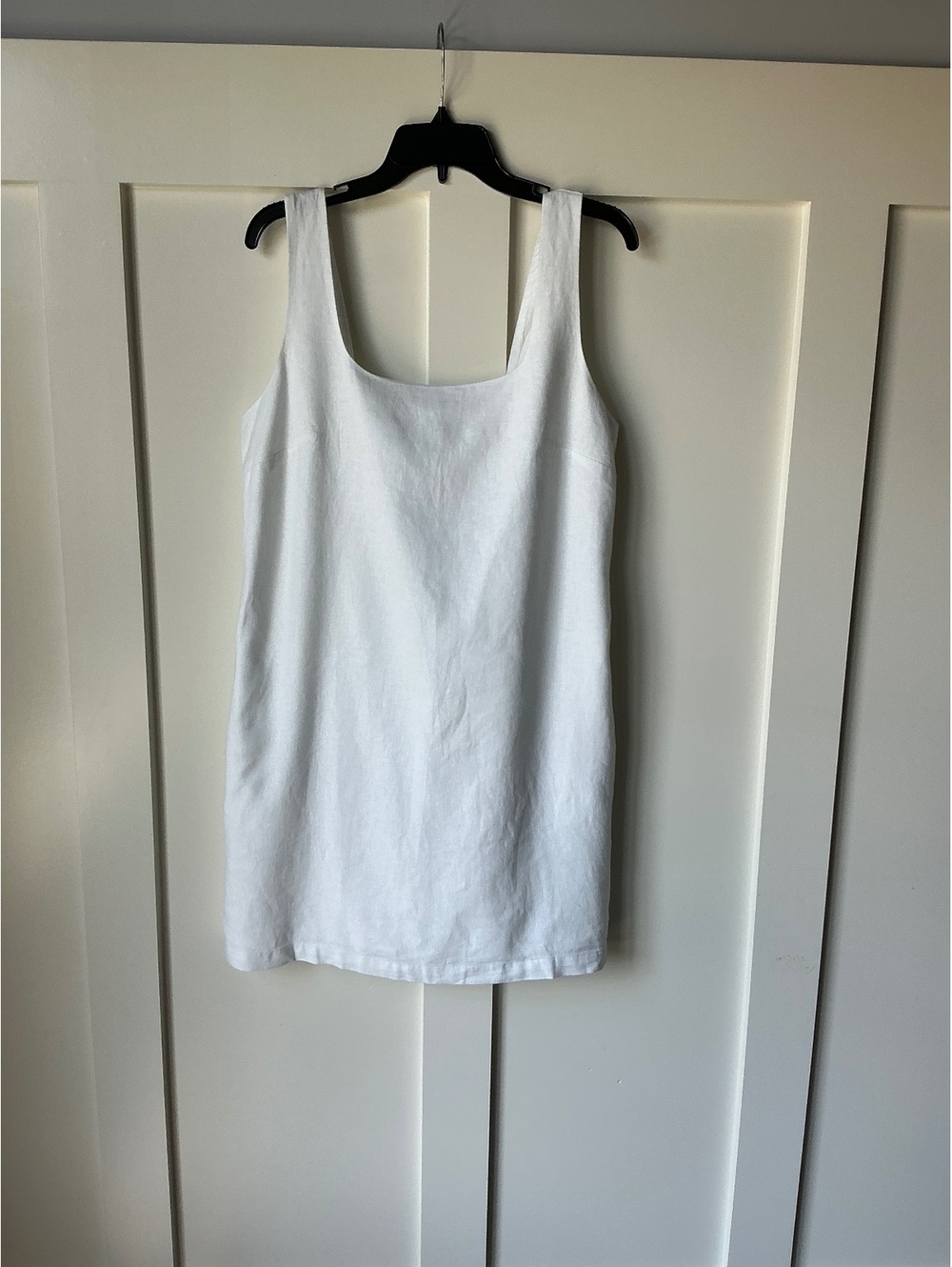 J.Crew White Linen Blend Sleeveless Dress with Smocked Back Detail L